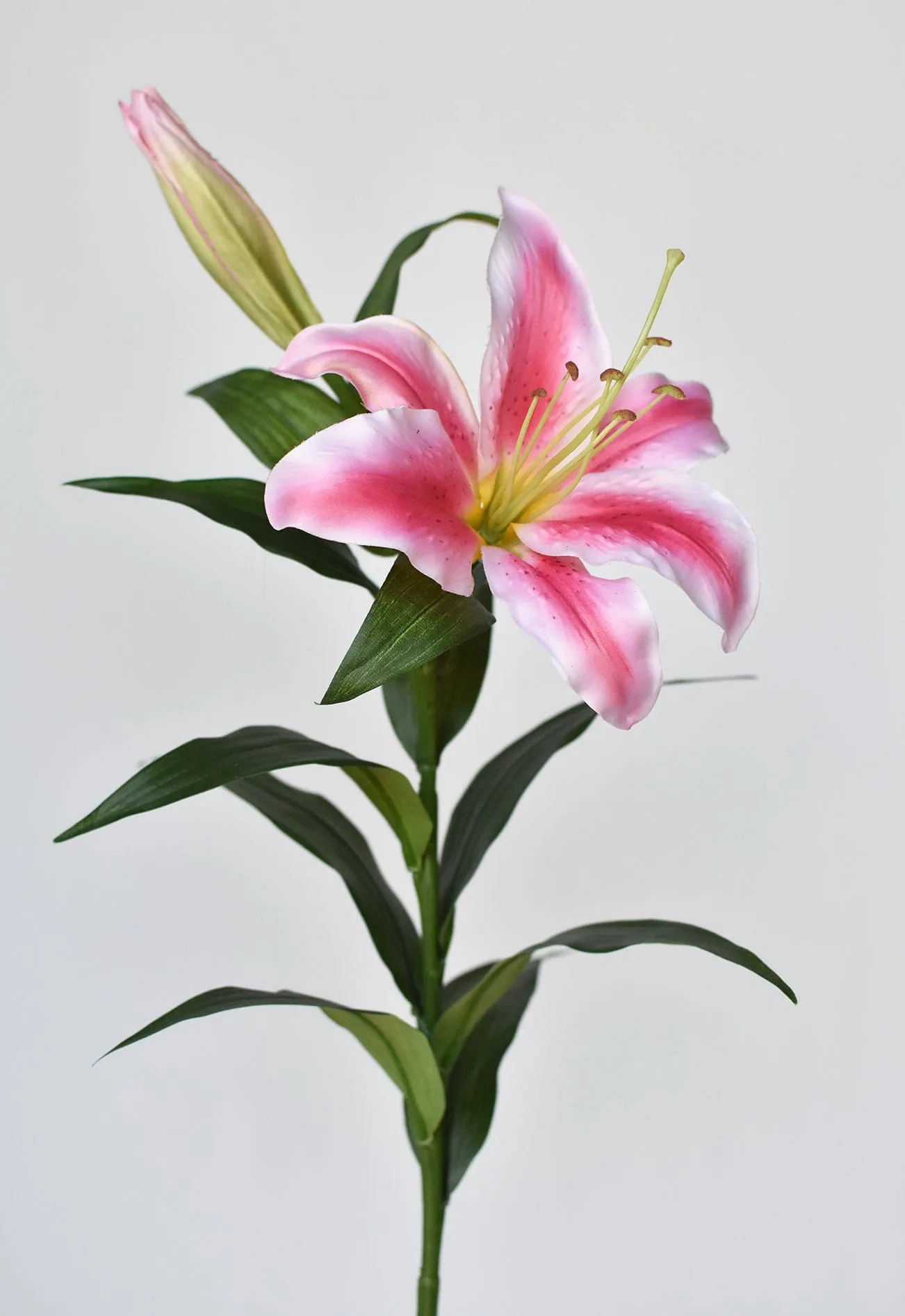 35" Faux Pink and White Lily Stem