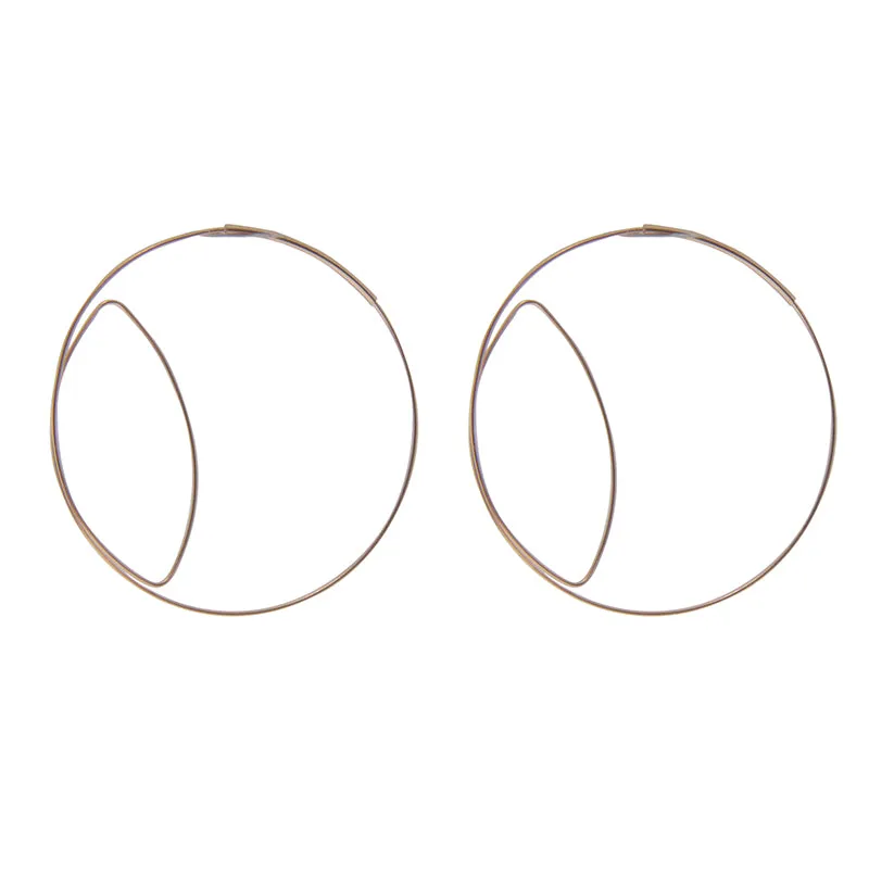 Cutout Gaint Circle Rose Gold Sterling Sliver Earrings