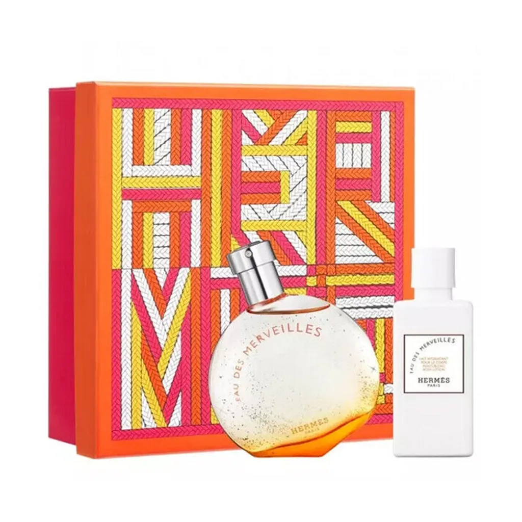 Hermes Eau Des Merveilles Eau De Toilette Unisex Gift Set (50ml) with 40ml Body Lotion