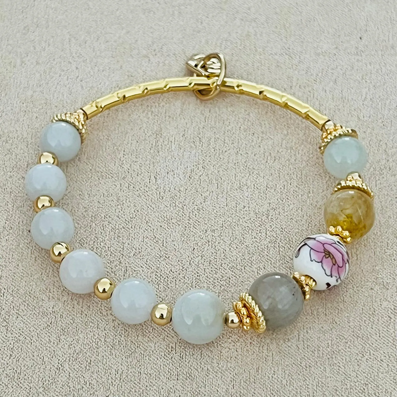 Jade & Mixed Rutilated Quartz Bracelet