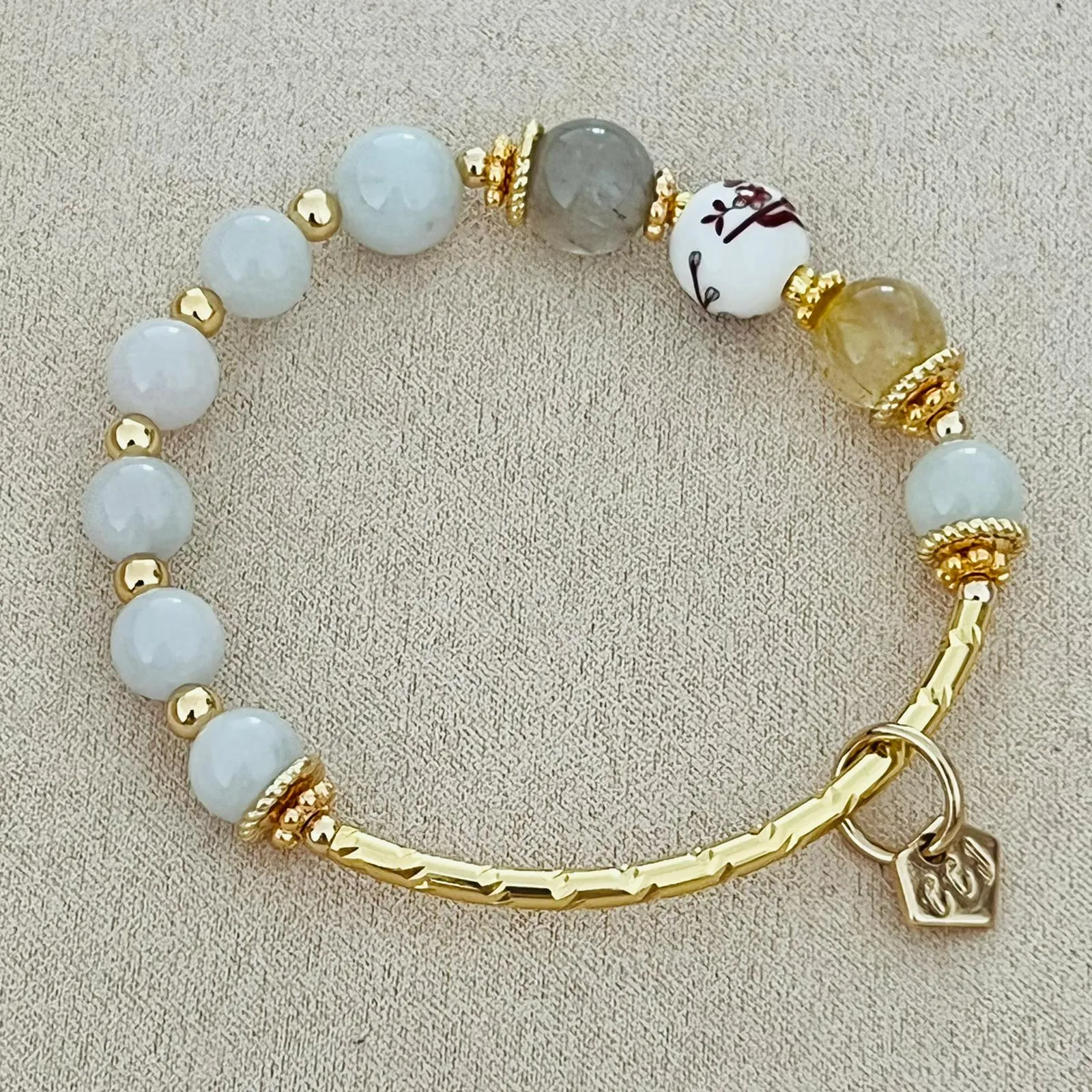 Jade & Mixed Rutilated Quartz Bracelet