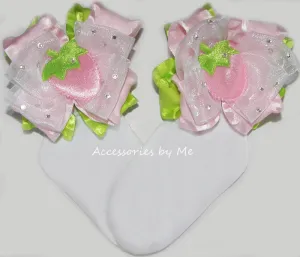 Pink Strawberry Shortcake Bow Socks