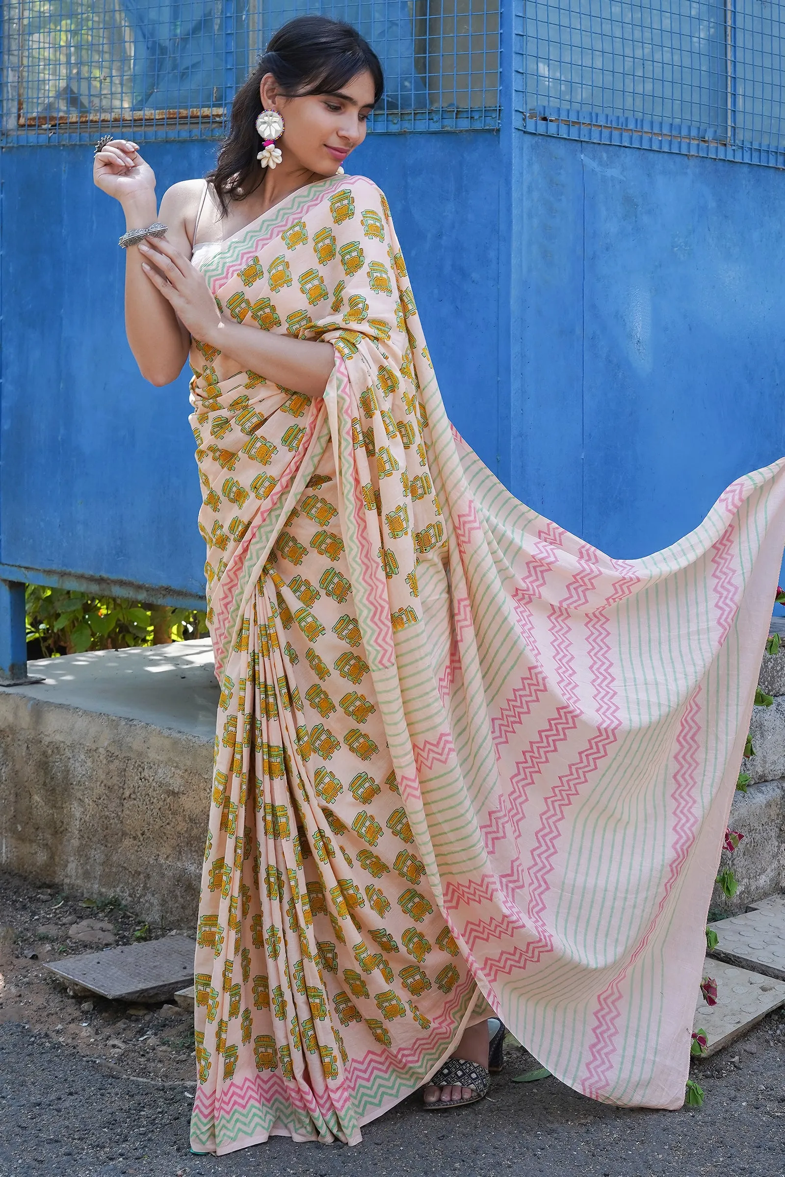 Teejh Horn OK Please Mulmul Cotton Saree